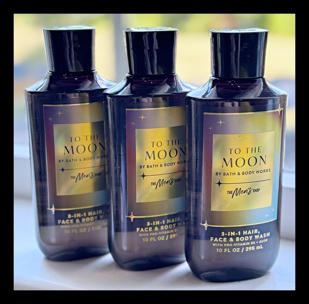 Bath & Body Works To The Moon Men's 3-in-1 Hair Face Body Wash Shower Gel x3